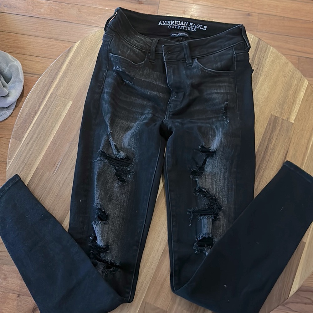 Regular size 2 AE Highrise super stretch jegging- black